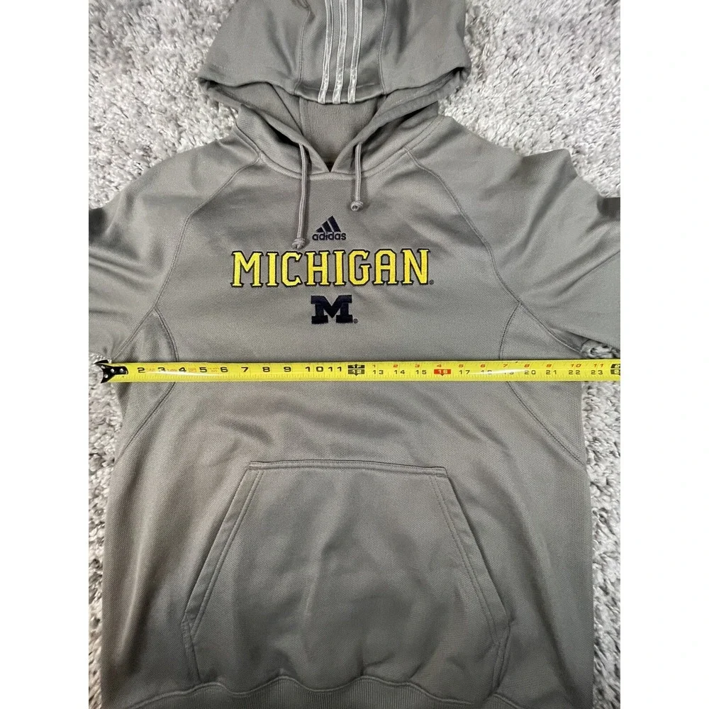 Michigan Wolverines Hoodie Mens Size Medium Gray Adidas Climawarm NCAA Pullover‎
